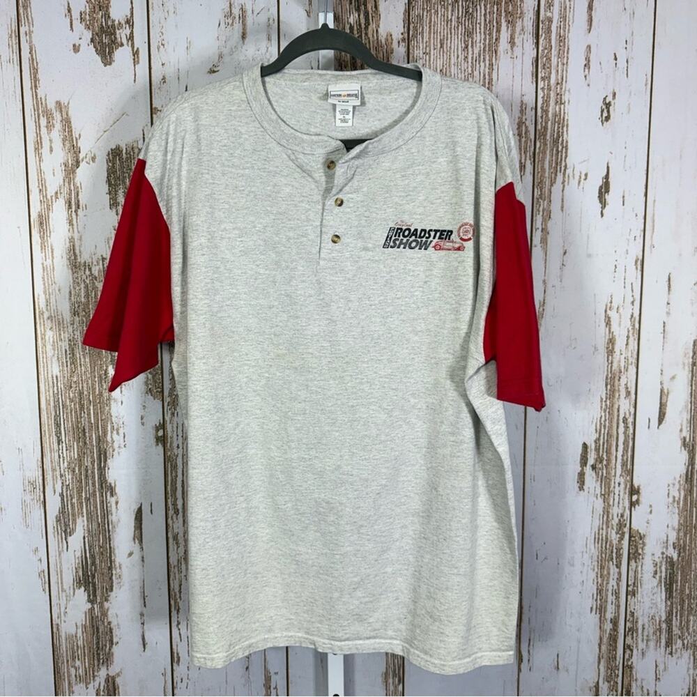 Cotton Deluxe, Roadster Show Gray and Red Short Sleeve Tee. Size XL. Vintage